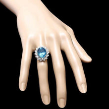 Load image into Gallery viewer, 9.00 Carats Natural Blue Topaz and Diamond 14k Solid White Gold Ring