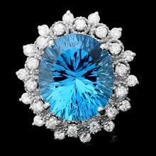 Load image into Gallery viewer, 9.00 Carats Natural Blue Topaz and Diamond 14k Solid White Gold Ring