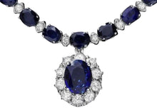 Load image into Gallery viewer, 31.10Ct Natural Sapphire and Diamond 14K Solid White Gold Necklace