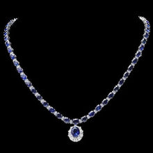 Load image into Gallery viewer, 31.10Ct Natural Sapphire and Diamond 14K Solid White Gold Necklace