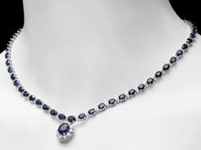 Load image into Gallery viewer, 31.10Ct Natural Sapphire and Diamond 14K Solid White Gold Necklace