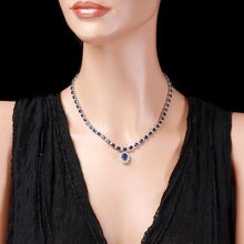 Load image into Gallery viewer, 31.10Ct Natural Sapphire and Diamond 14K Solid White Gold Necklace