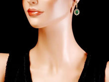 Load image into Gallery viewer, 5.30ct Natural Emerald and Diamond 14K Solid Yellow Gold Earrings