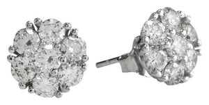 Exquisite 1.60 Carats Natural VVS Diamond 14K Solid White Gold Stud Earrings