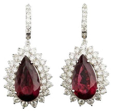 Load image into Gallery viewer, 19.20ct Natural Tourmaline and Diamond 14K Solid White Gold Earrings
