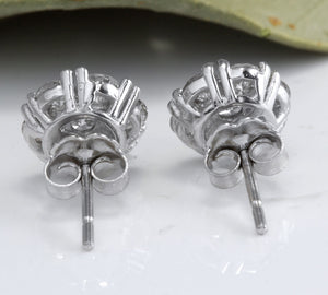 Exquisite 1.60 Carats Natural VVS Diamond 14K Solid White Gold Stud Earrings