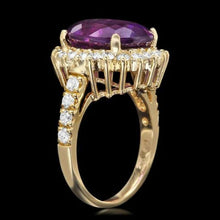 Load image into Gallery viewer, 7.60 Carats Natural Amethyst and Diamond 14K Solid Yellow Gold Ring