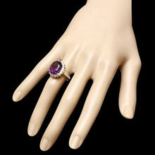 Load image into Gallery viewer, 7.60 Carats Natural Amethyst and Diamond 14K Solid Yellow Gold Ring