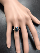 Load image into Gallery viewer, 4.08 Carats Natural Impressive London Blue Topaz and Diamond 14K White Gold Ring