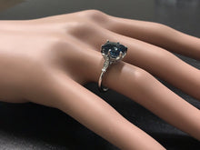 Load image into Gallery viewer, 4.08 Carats Natural Impressive London Blue Topaz and Diamond 14K White Gold Ring