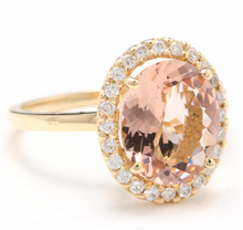 Load image into Gallery viewer, 3.30 Carats Impressive Natural Morganite and Diamond 14K Solid Yellow Gold Ring
