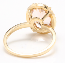 Load image into Gallery viewer, 3.30 Carats Impressive Natural Morganite and Diamond 14K Solid Yellow Gold Ring