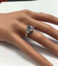 Load image into Gallery viewer, 1.40 Carats Natural Very Nice Looking Tanzanite and Diamond 14K Solid White Gold Ring