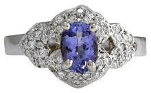 Load image into Gallery viewer, 1.40 Carats Natural Very Nice Looking Tanzanite and Diamond 14K Solid White Gold Ring