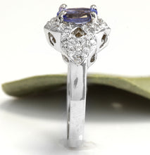 Load image into Gallery viewer, 1.40 Carats Natural Very Nice Looking Tanzanite and Diamond 14K Solid White Gold Ring