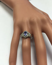 Load image into Gallery viewer, 1.40 Carats Natural Very Nice Looking Tanzanite and Diamond 14K Solid White Gold Ring