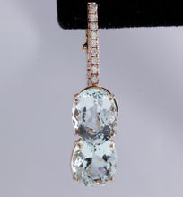 Load image into Gallery viewer, Exquisite 21.79 Carats Natural Aquamarine and Diamond 14K Solid Rose Gold Earrings