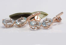 Load image into Gallery viewer, Exquisite 21.79 Carats Natural Aquamarine and Diamond 14K Solid Rose Gold Earrings