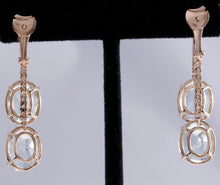 Load image into Gallery viewer, Exquisite 21.79 Carats Natural Aquamarine and Diamond 14K Solid Rose Gold Earrings