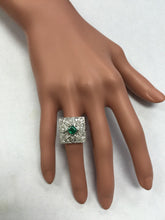 Load image into Gallery viewer, 2.44 Carats Natural Emerald and VS Diamond 14K Solid White Gold Ring