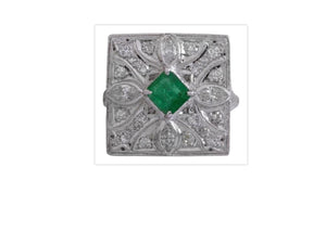 2.44 Carats Natural Emerald and VS Diamond 14K Solid White Gold Ring