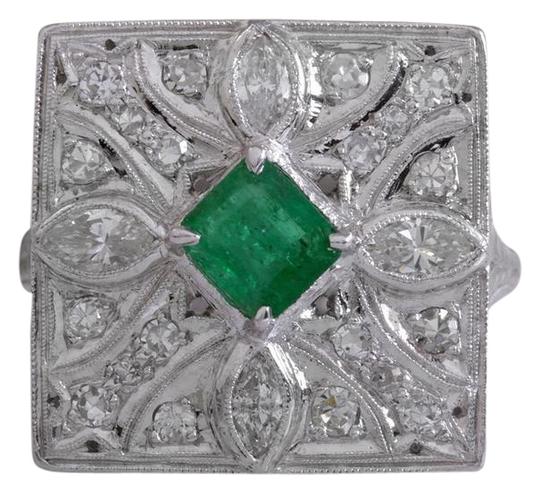 2.44 Carats Natural Emerald and VS Diamond 14K Solid White Gold Ring