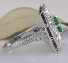 Load image into Gallery viewer, 2.44 Carats Natural Emerald and VS Diamond 14K Solid White Gold Ring