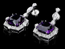 Load image into Gallery viewer, 22.70ct Natural Amethyst and Diamond 14K Solid White Gold Earrings