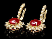 Load image into Gallery viewer, 11.40Ct Natural Ruby and Diamond 14K Solid Yellow Gold Earrings