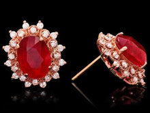 Load image into Gallery viewer, 12.10Ct Natural Ruby and Diamond 14K Solid Rose Gold Earrings