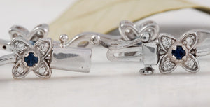 1.30 Carats Natural Sapphire and Diamond 14k Solid White Gold Bracelet