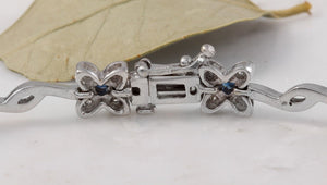 1.30 Carats Natural Sapphire and Diamond 14k Solid White Gold Bracelet
