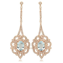 Load image into Gallery viewer, 9.90Ct Natural Aquamarine and Diamond 14K Solid Rose Gold Earrings