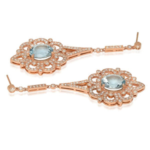 9.90Ct Natural Aquamarine and Diamond 14K Solid Rose Gold Earrings