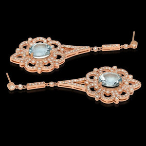 9.90Ct Natural Aquamarine and Diamond 14K Solid Rose Gold Earrings