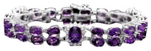 Load image into Gallery viewer, 32.20 Natural Amethyst and Diamond 14K Solid White Gold Bracelet