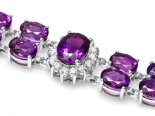 Load image into Gallery viewer, 32.20 Natural Amethyst and Diamond 14K Solid White Gold Bracelet