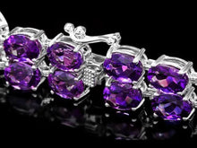 Load image into Gallery viewer, 32.20 Natural Amethyst and Diamond 14K Solid White Gold Bracelet