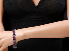 Load image into Gallery viewer, 32.20 Natural Amethyst and Diamond 14K Solid White Gold Bracelet