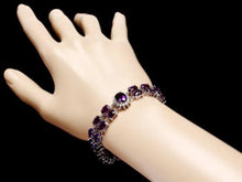Load image into Gallery viewer, 32.20 Natural Amethyst and Diamond 14K Solid White Gold Bracelet