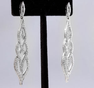 Exquisite 2.62 Carats Natural Diamond 18K Solid White Gold Earrings