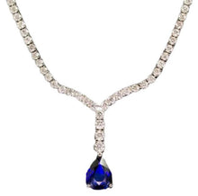 Load image into Gallery viewer, 5.60Ct Natural Sapphire and Diamond 18K Solid White Gold Necklace