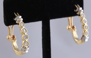 High Quality Exquisite .75 Carats Natural VS Diamond 14K Solid Two-Tone Gold Earrings
