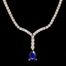 Load image into Gallery viewer, 5.60Ct Natural Sapphire and Diamond 18K Solid White Gold Necklace