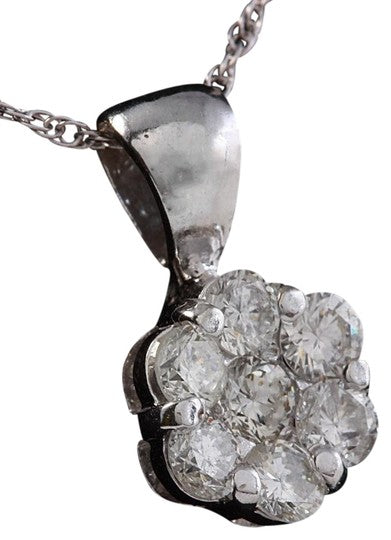 Splendid .88 Carats Natural Diamond 14K Solid White Gold Necklace