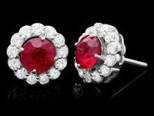 Load image into Gallery viewer, 4.80ct Natural Red Ruby and Diamond 14K Solid White Gold Earrings