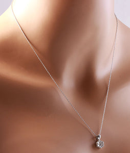 Splendid .88 Carats Natural Diamond 14K Solid White Gold Necklace