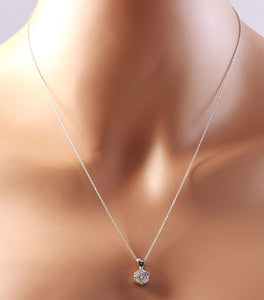 Splendid .88 Carats Natural Diamond 14K Solid White Gold Necklace
