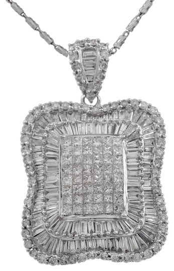 Splendid 7.28 Carats Natural VVS Diamond 18K Solid White Gold Necklace