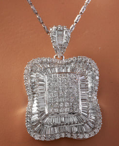 Splendid 7.28 Carats Natural VVS Diamond 18K Solid White Gold Necklace